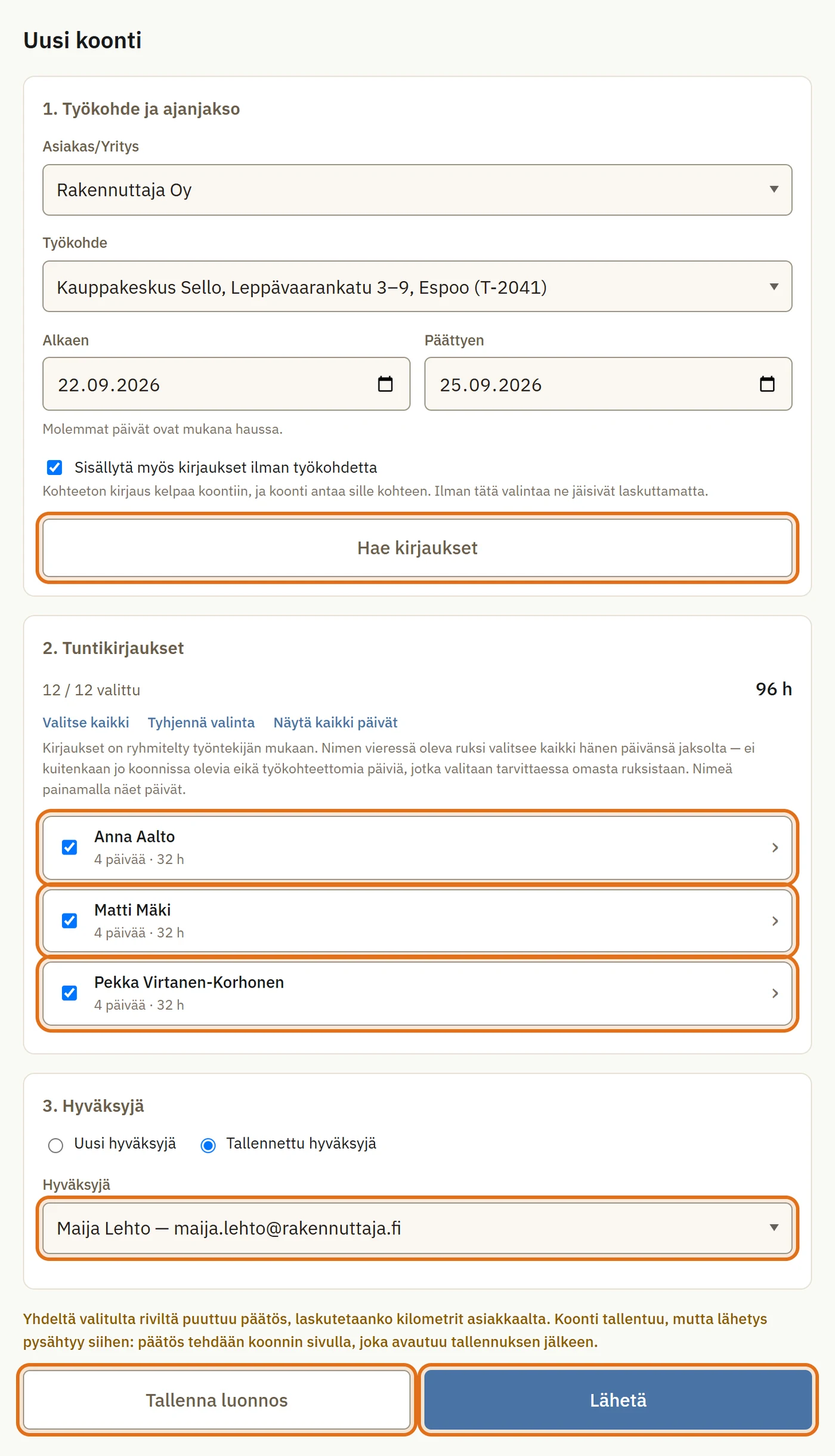 Uusi koonti tietokoneella