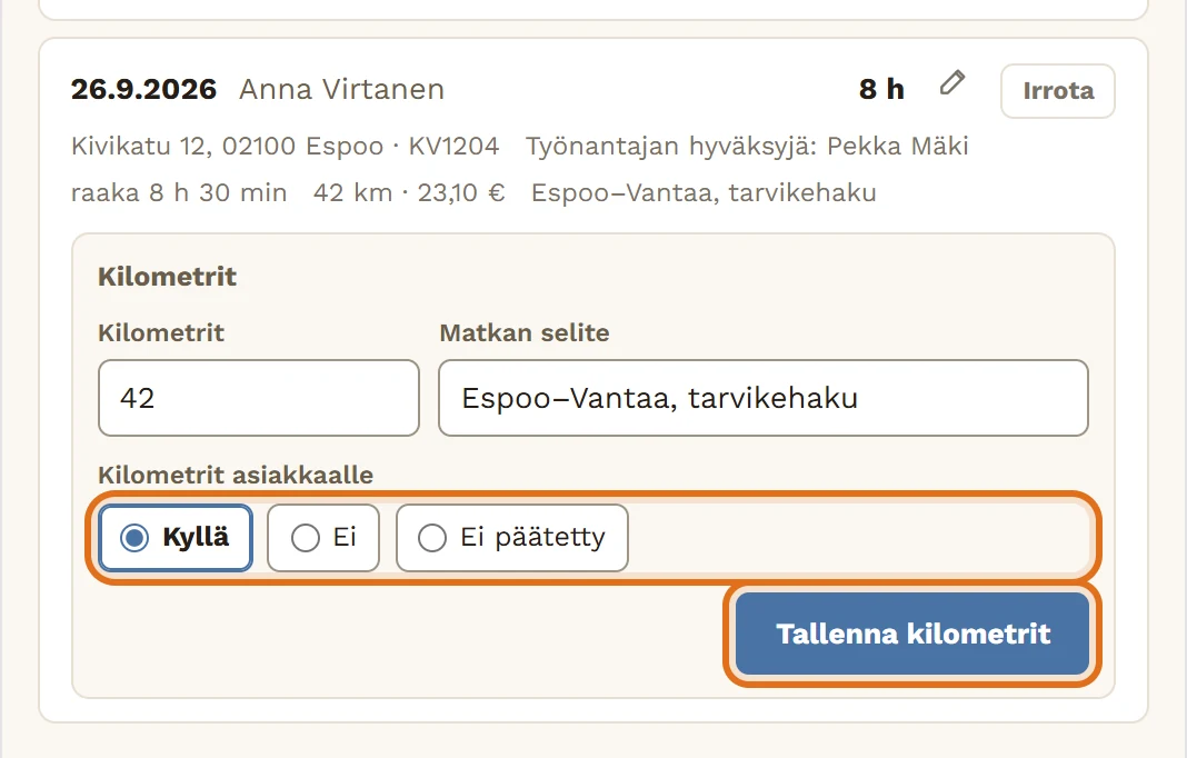 Koonnin rivi, jolla on kilometrejä