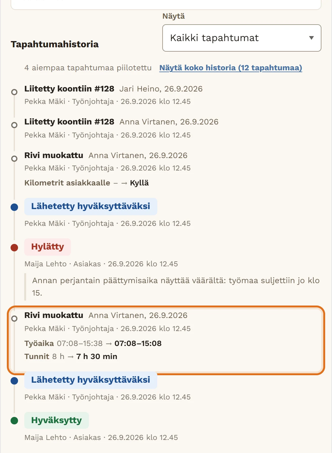 Koonnin Tapahtumahistoria tietokoneella